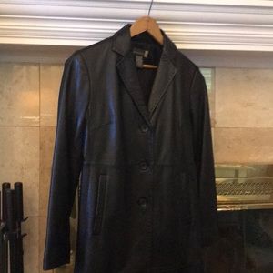 Leather car/trench coat